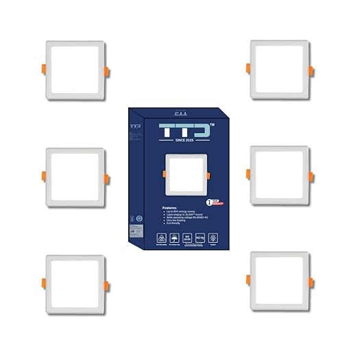 TTD 15 watt Square LED Panel Down Light (Pack of 1), 5 inch Cut-Out, 4 Years Life*, 1 Year Warranty, BIS/LM-80 Certified,Call 8826686001 for Bulk Offers (Cool White)