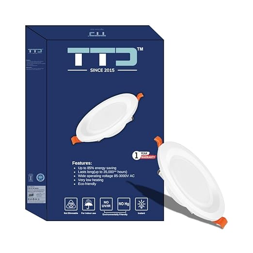 TTD 9 watt LED Concealed Down LED Light 4 inch Cut-Out (Pack of 10), 1 Year Warranty, BIS/LM-80 Certified, Call 8826686001 for Bulk Offers (Cool White Color)