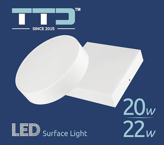 TTD Round Surface Down Light 20 watt (Pack of 2), 3 Years Life, 1 Year Warranty, BIS Certified, Call 8826686001 for Warranty and Bulk Deals