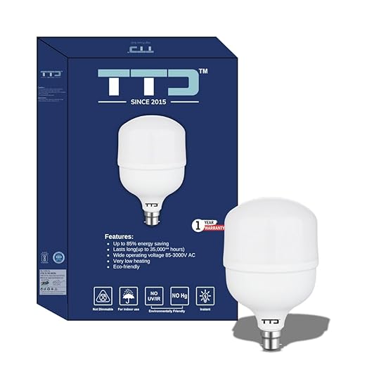 TTD 50 watt LED Bulb (pack of 2), 3-4 years of life*, 1 Year Warranty, BIS/LM-80 Certified, Call 8826686001 for Warranty, Suitable for Home, Restaurants, Offices and Hotels