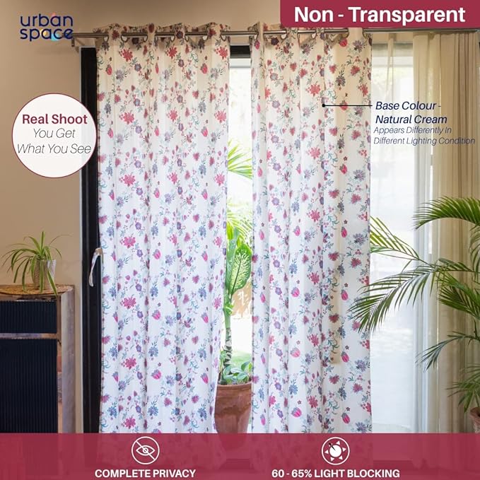 MetDeals - Home Decor Attractive Prints Decorative Printed Polyester Window/Door/Long Door Eyelet Indoor Curtains (Brown Color 4 X 6 Feet) Pack of 2