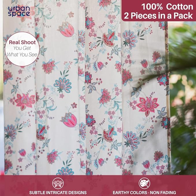 MetDeals - Home Decor Attractive Prints Decorative Printed Polyester Window/Door/Long Door Eyelet Indoor Curtains (Brown Color 4 X 6 Feet) Pack of 2