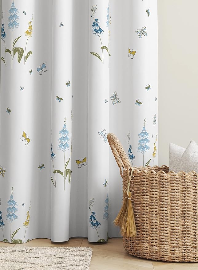 Story@Home Door Curtains 7 Feet Long Set of 1 | Bohemian Curtains | Floral Design Cotton Curtain | Light Filtering Curtains for Living Room | (116 x 215 cm, White & Blue) | Perfecto for Home Decor