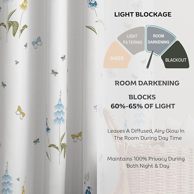 Story@Home Door Curtains 7 Feet Long Set of 1 | Bohemian Curtains | Floral Design Cotton Curtain | Light Filtering Curtains for Living Room | (116 x 215 cm, White & Blue) | Perfecto for Home Decor