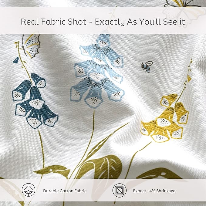 Story@Home Door Curtains 7 Feet Long Set of 1 | Bohemian Curtains | Floral Design Cotton Curtain | Light Filtering Curtains for Living Room | (116 x 215 cm, White & Blue) | Perfecto for Home Decor