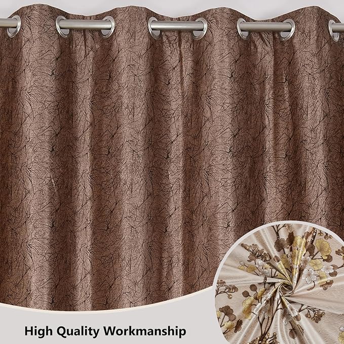 Homefab India Pack of 2 Royal Silky Cream Door Curtains with Stainless Steel Eyelets - 7 feet
