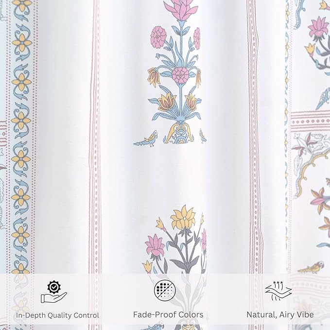 Linenweaves Cotton Curtains for Window Set of 2, Linen Textured Window Curtains for Home Decor, Hangs Elegantly with Back Loops (4.5ft x 8 ft, Pink)