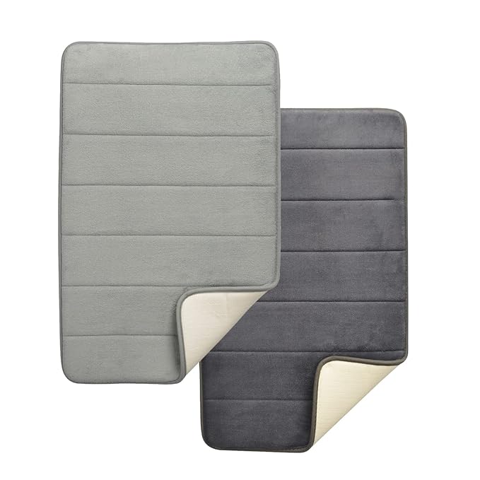 BSB HOME All Purpose Non Slip Anti-Skid - Memory Foam Door Mat, Kitchen Runner Super Absorbent - Quick Dry | Water soak (16" x 24", Grey)