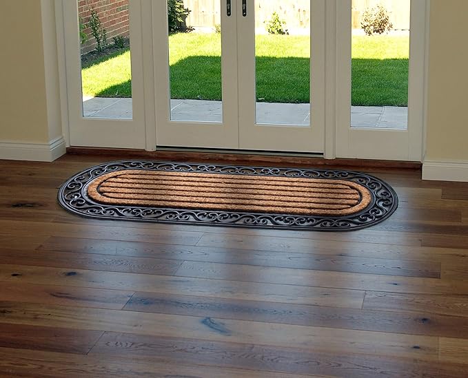 SWHF Natural Coir Printed Double Doormat Long-Lasting, Anti-Slip, Heavy Duty Thick Entryway Rug with PVC Backing for Indoor & Covered Door Entrances 120 x 40 cm (SWPF0044)