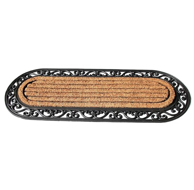 SWHF Natural Coir Printed Double Doormat Long-Lasting, Anti-Slip, Heavy Duty Thick Entryway Rug with PVC Backing for Indoor & Covered Door Entrances 120 x 40 cm (SWPF0044)