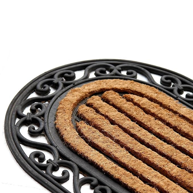 SWHF Natural Coir Printed Double Doormat Long-Lasting, Anti-Slip, Heavy Duty Thick Entryway Rug with PVC Backing for Indoor & Covered Door Entrances 120 x 40 cm (SWPF0044)