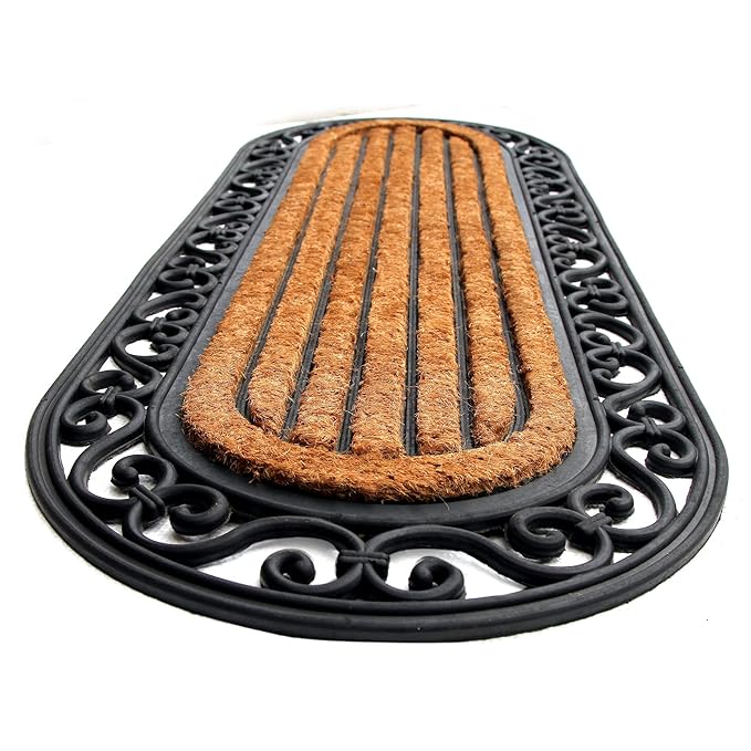 SWHF Natural Coir Printed Double Doormat Long-Lasting, Anti-Slip, Heavy Duty Thick Entryway Rug with PVC Backing for Indoor & Covered Door Entrances 120 x 40 cm (SWPF0044)