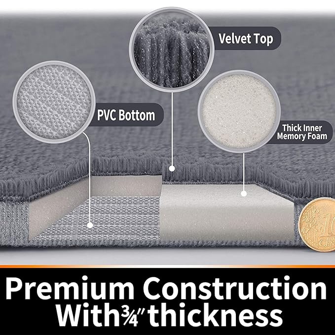 SPREAD SPAIN Memory Foam Igloo Floormat, Soft Velvet Luxury Bath Mats, Non-Slip Bath Rugs, Easier to Dry for Bathroom Floor Rugs, Machine Washable (004 Fall Leaf, 40cm x 60cm)