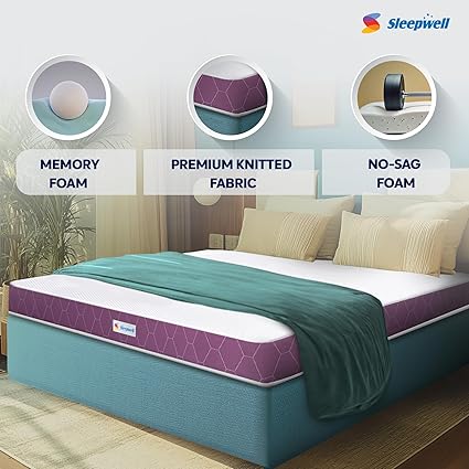 Sleepwell Ortho Mattress | High Density Resitec (HR) Foam | Medium Firm | Memory Foam | Breathable Fabric | Queen Size Mattress | 72X60X6 | 10 Yrs Warranty