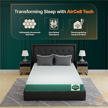 Sleepyhead Sense - 3 Zoned BodyIQ Orthopedic Memory Foam Queen Bed Mattress with Smart Orthopedic Support, Cooling Tech, Medium Firm, 10 Years Warranty, 8 Inch Queen Size Bed Mattress (75X60X8)