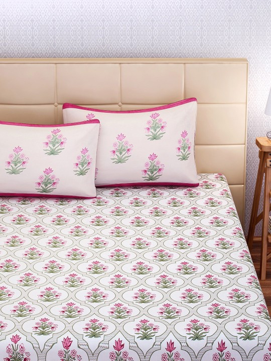 Trident Bedsheet Set - Urban Comfort Collection, 100% Cotton Bedsheet for Double Bed (1 Queen Size Bedsheet with 2 Pillow Covers) Superior Softness, 144 Thread Count - Majestic Mandala Red