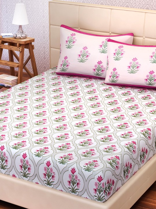 Trident Bedsheet Set - Urban Comfort Collection, 100% Cotton Bedsheet for Double Bed (1 Queen Size Bedsheet with 2 Pillow Covers) Superior Softness, 144 Thread Count - Majestic Mandala Red