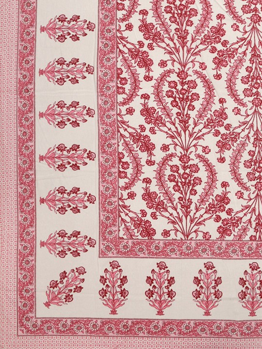 Homefab India 160 TC Stripe Glace Cotton Double BedSheet with 2 Pillow Covers - (90x90 inches) - Dark Pink